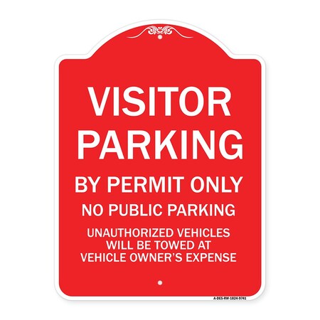 Signmission Visitor Parking By Permit No Public Parking Heavy-Gauge Aluminum Sign, 24" x 18", RW-1824-9741 A-DES-RW-1824-9741